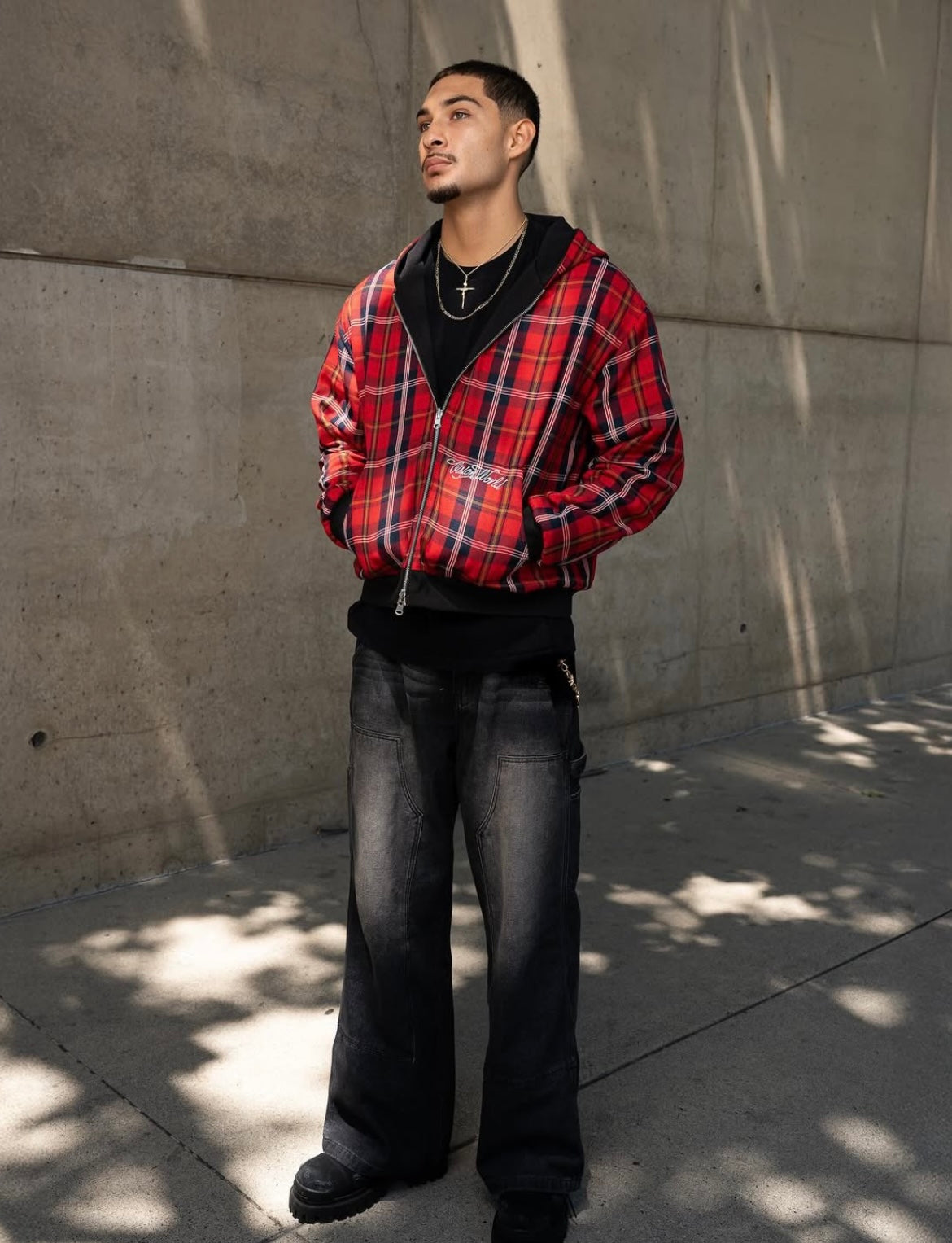 BLACK/RED 2-SIDED ZIPPER UNISEX