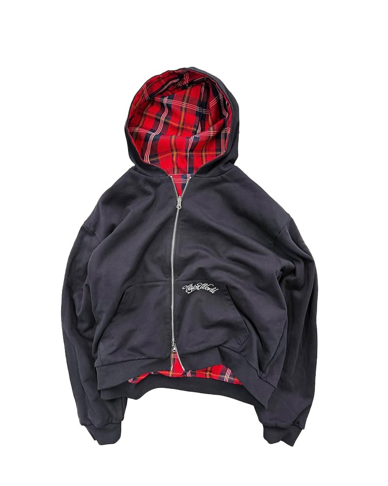 BLACK/RED 2-SIDED ZIPPER UNISEX