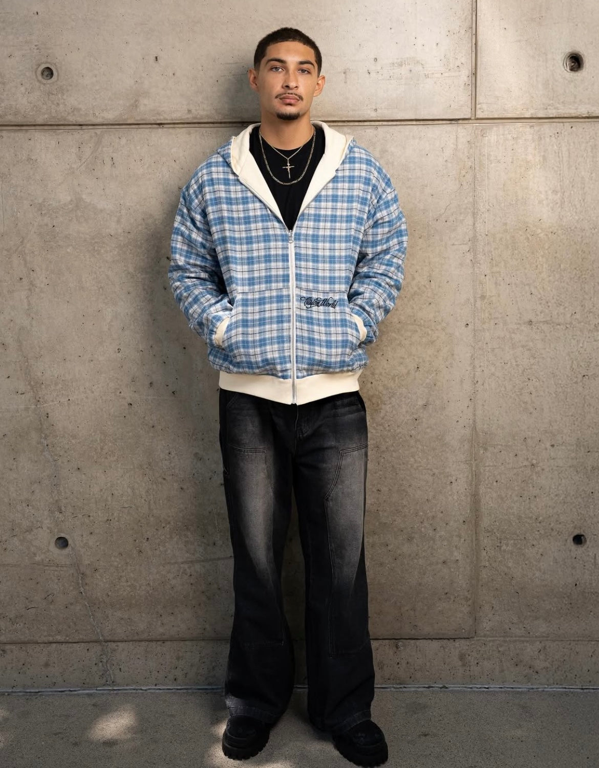 CREAM/BLUE 2-SIDED ZIPPER UNISEX