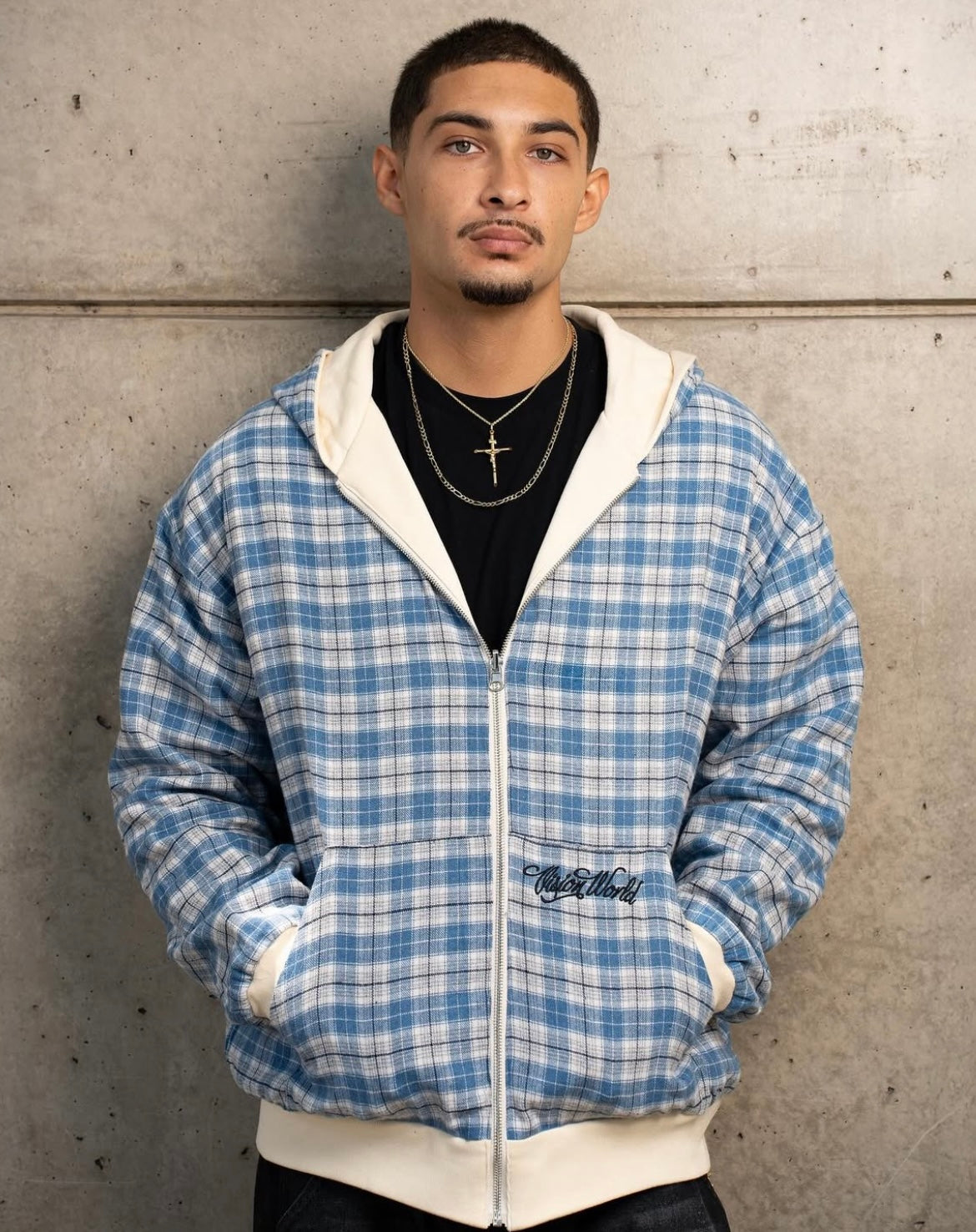 CREAM/BLUE 2-SIDED ZIPPER UNISEX