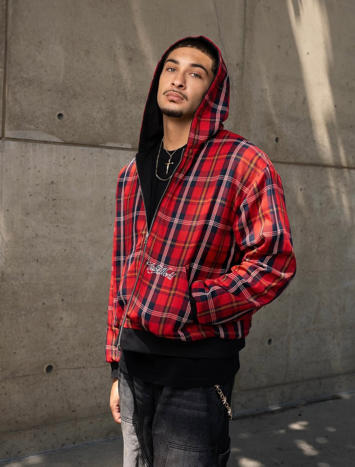 BLACK/RED 2-SIDED ZIPPER UNISEX